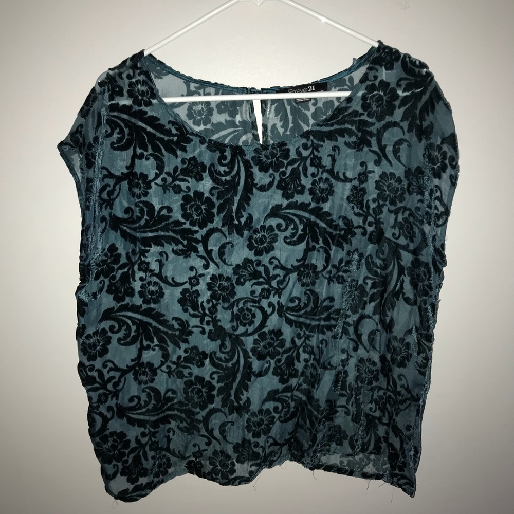 teal velvet forever 21 top